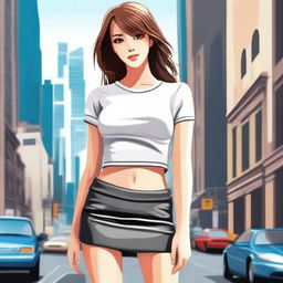 Create an image of a girl wearing a miniskirt