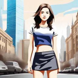 Create an image of a girl wearing a miniskirt