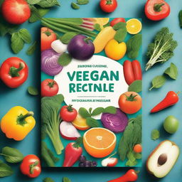 A vibrant and inviting book cover for a vegan recipe book