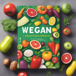 A vibrant and inviting book cover for a vegan recipe book