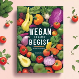 A vibrant and inviting book cover for a vegan recipe book