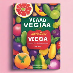 A vibrant and inviting book cover for a vegan recipe book in Spanish