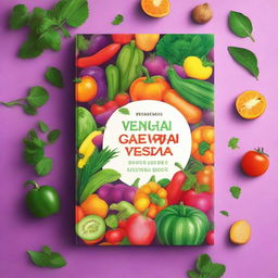 A vibrant and inviting book cover for a vegan recipe book in Spanish