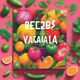 A vibrant and inviting book cover for a vegan recipe book in Spanish