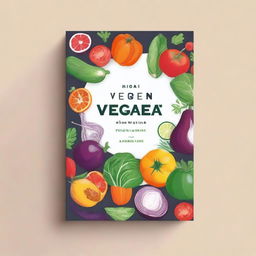 A modern and elegant book cover for a vegan recipe book in Spanish