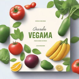 A modern and elegant book cover for a vegan recipe book in Spanish