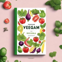 A modern and elegant book cover for a vegan recipe book in Spanish