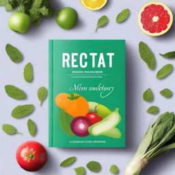 A modern and elegant book cover for a vegan recipe book in Spanish