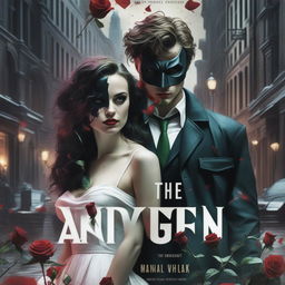 A colorful, dark-themed book cover inspired by 'The Dark Knight' movie poster, featuring two younger lovers