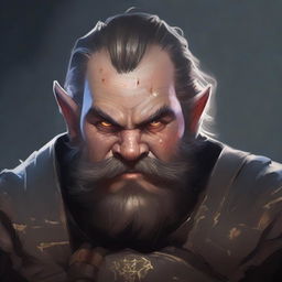 A detailed portrait of a male DnD dwarf with a rugged and battle-worn appearance