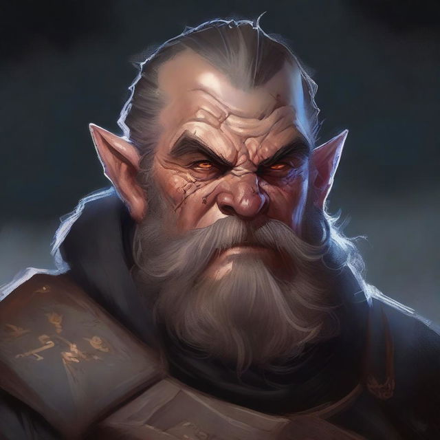 A detailed portrait of a male DnD dwarf with a rugged and battle-worn appearance