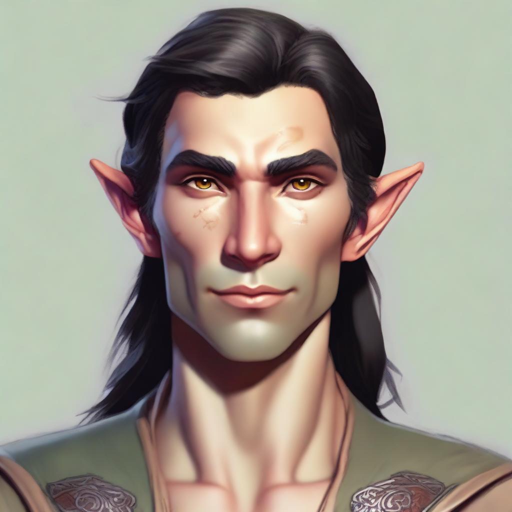 A detailed portrait of an Eladrin male variant ranger elf