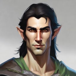 A detailed portrait of an Eladrin male variant ranger elf