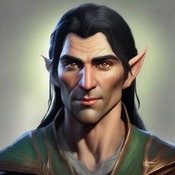 A detailed portrait of an Eladrin male variant ranger elf