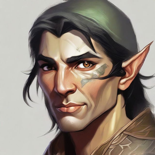 A detailed illustration of an Eladrin male variant ranger elf