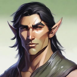 A detailed illustration of an Eladrin male variant ranger elf