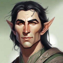 A detailed illustration of an Eladrin male variant ranger elf