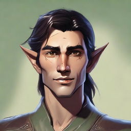 A detailed illustration of an Eladrin male variant ranger elf