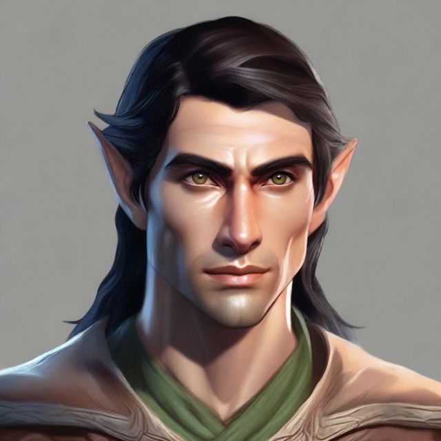 A detailed portrait of an Eladrin male variant ranger elf