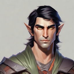 A detailed portrait of an Eladrin male variant ranger elf