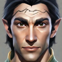 A detailed portrait of an Eladrin male variant ranger elf