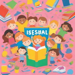 A colorful and inviting school cover page featuring happy children, books, and school supplies