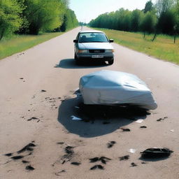 A dramatic crime scene on a highway