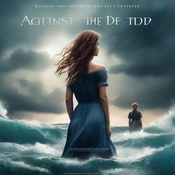 A cover for a novel titled 'AGAINST THE TIDE' featuring two girls fighting against everyone for their love