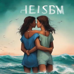 A novel cover featuring two lesbian girls standing together defiantly, fighting against a world that opposes their love