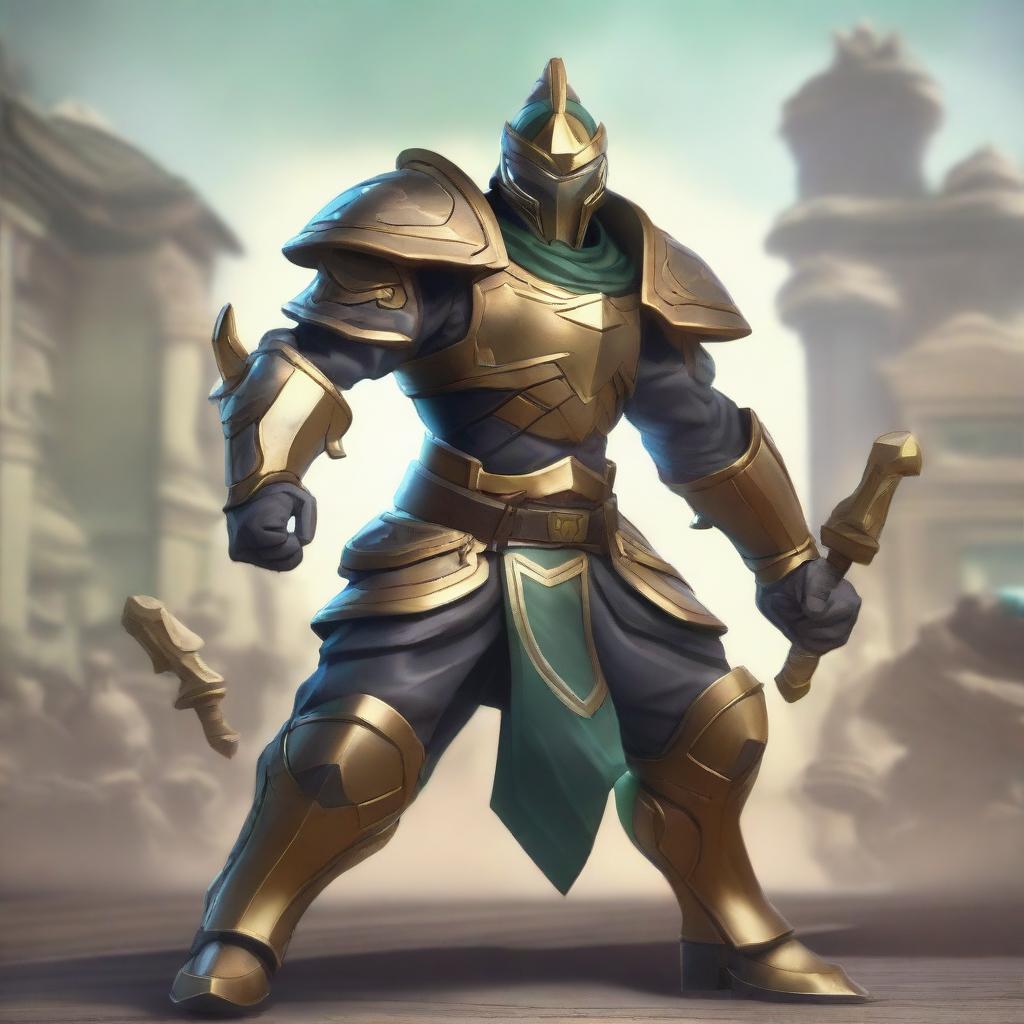 Master Yi from League of Legends in his PSYOPS skin, wearing Warmog's Armor