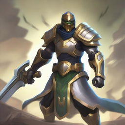 Master Yi from League of Legends in his PSYOPS skin, wearing Warmog's Armor