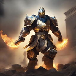 Master Yi in his PSYOPS skin, equipped with WARMOG armor, stands resilient and unaided, fighting against all odds