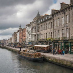 Picture Ireland with a contrasting steampunk vibe: Dublin City mingling classic architecture with bronze gadgetry, the lush countryside sprinkled with steam-fueled machinery, and the rugged coastline featuring steamboats navigating amongst the islands.