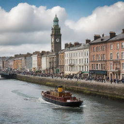 Picture Ireland with a contrasting steampunk vibe: Dublin City mingling classic architecture with bronze gadgetry, the lush countryside sprinkled with steam-fueled machinery, and the rugged coastline featuring steamboats navigating amongst the islands.