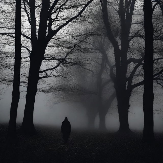 A mysterious and eerie scene shrouded in darkness