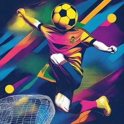 A vibrant and dynamic print design for a t-shirt themed around soccer