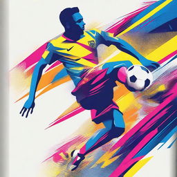 A vibrant and dynamic print design for a t-shirt themed around soccer