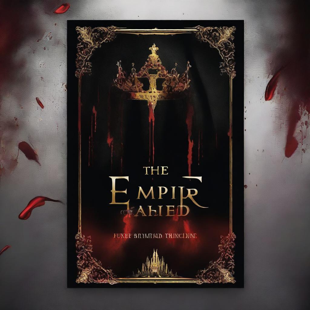 Create a dark and captivating cover for a young adult fantasy book titled 'The Empire Under the Blood'