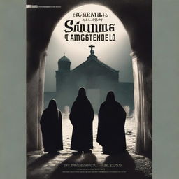 Book cover titled 'Entre Sombras e Segredos' with subtitle 'Um Mistério de Seitas e Traição'