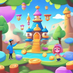 A vibrant and engaging scene from a 'tap to earn' mobile game