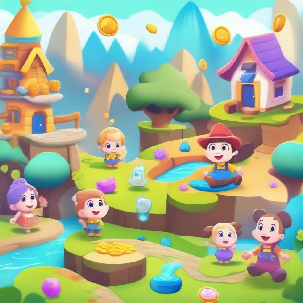 A vibrant and engaging scene from a 'tap to earn' mobile game