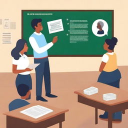 An educational scene illustrating the concept of 'Lei Didática na Educação' (Didactic Law in Education)