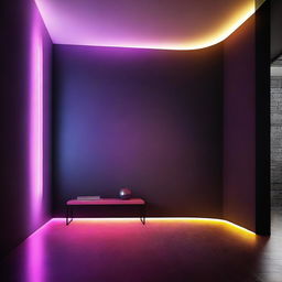 A vibrant and glowing LED light in a dark room, illuminating the surroundings with a soft, colorful glow