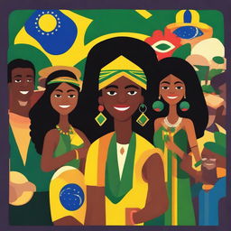 A vibrant and colorful illustration representing the diverse people of Brazil