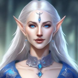 Create a detailed portrait of a female elf blade singer wizard