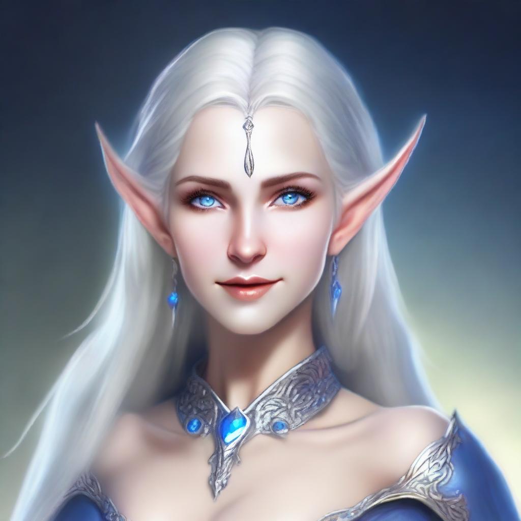 Create a detailed portrait of a female elf blade singer wizard