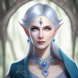 Create a detailed portrait of a female elf blade singer wizard