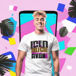 Create a vibrant and eye-catching YouTube thumbnail featuring Jake Paul