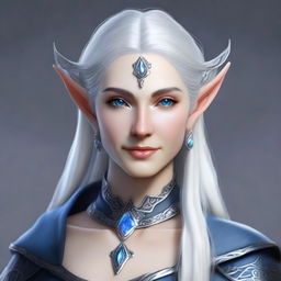 Create a detailed portrait of a female elf rune carver wizard