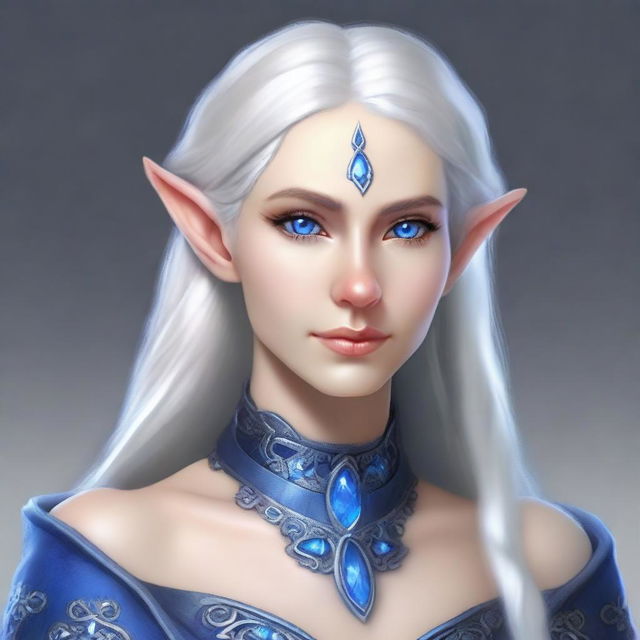 Create a detailed portrait of a female elf rune carver wizard